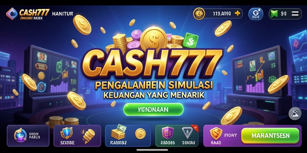 Screenshot menunjukkan gameplay menarik dari CASH777 dalam simulasi keuangan.