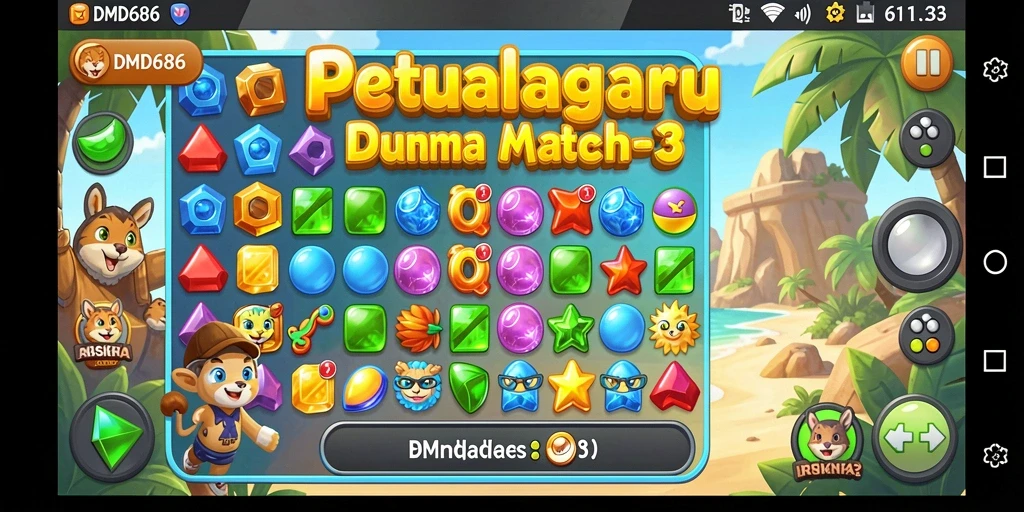 Gameplay DMD686 yang seru dan penuh warna dalam match-3.