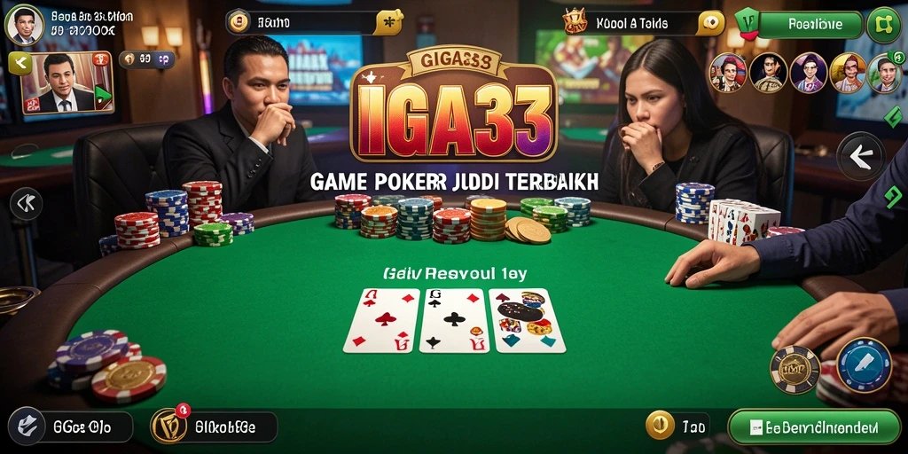 Screenshot utama GIGA33 menampilkan suasana intens permainan Poker.