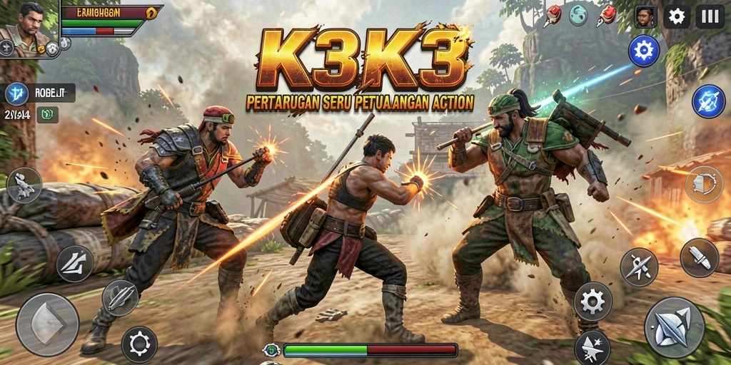 Tampilan gameplay K3K3 yang mendebarkan dan penuh aksi.