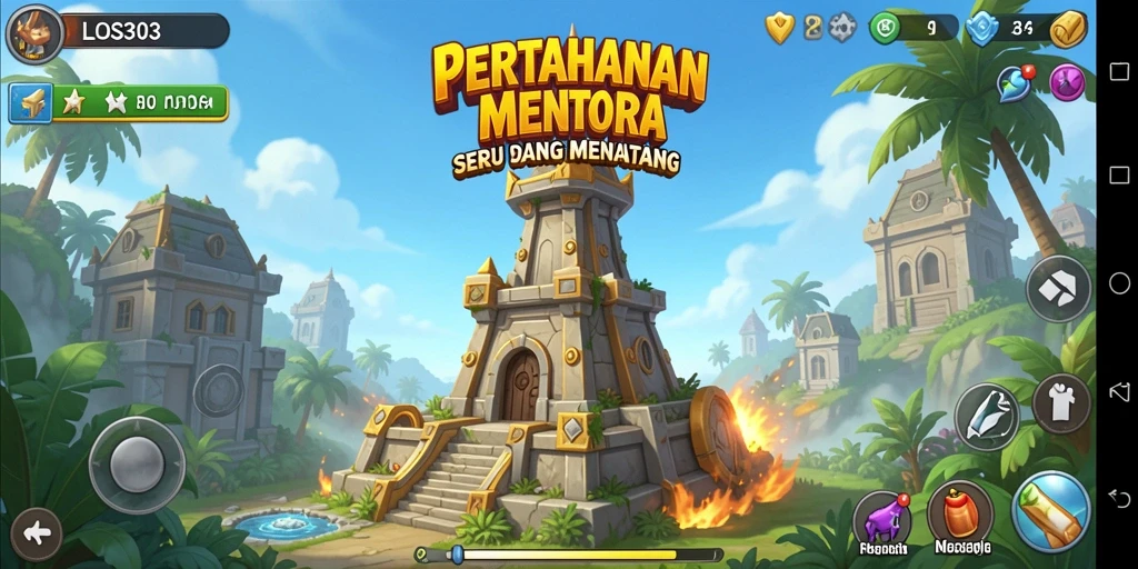 Gameplay menara pertahanan yang menegangkan dan penuh aksi.