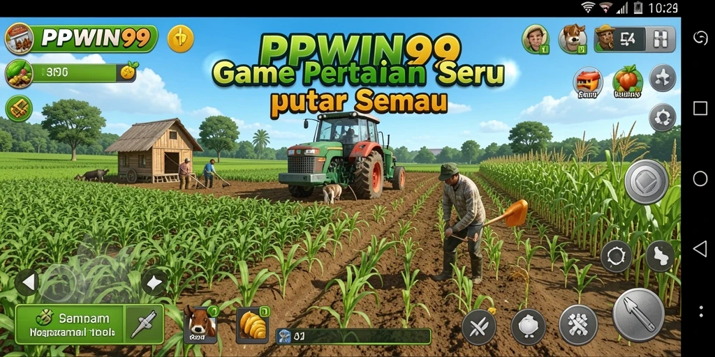 Tampilan gameplay PPWIN99 dengan aktivitas bertani yang seru.