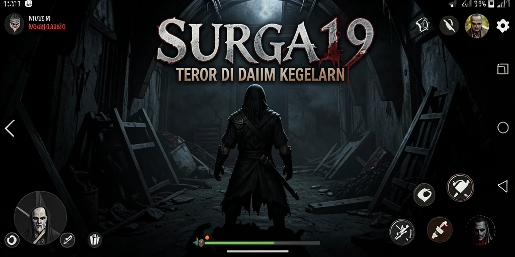 Tangkapan layar menampilkan momen menegangkan dalam gameplay Horror SURGA19.